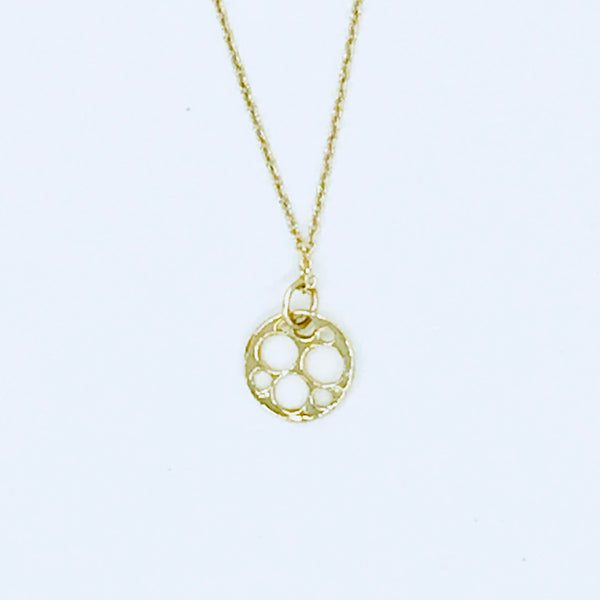Full Moon Charm w/ Chain 14k Yellow or Rose Gold